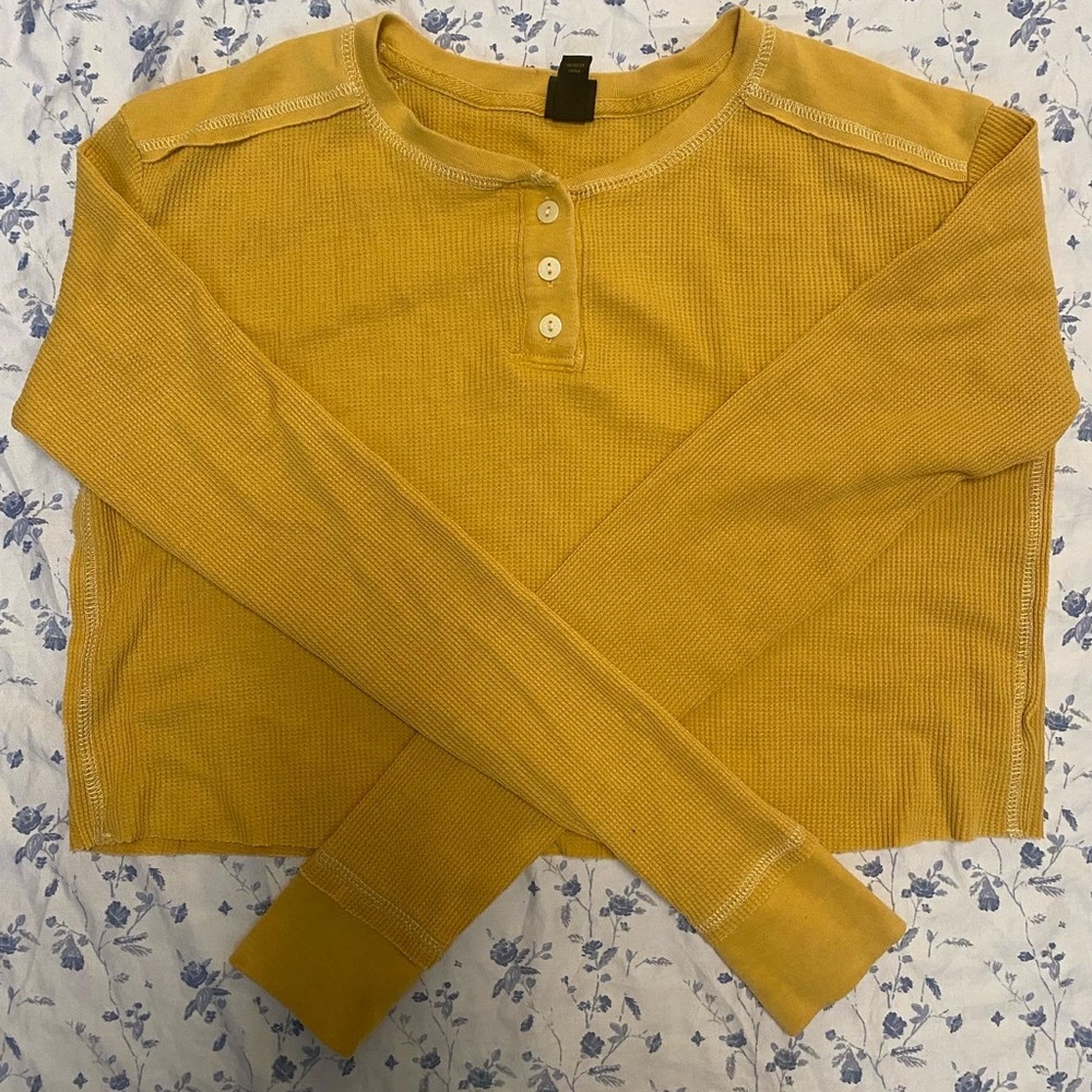 Wild Fable Yellow Cropped shirt with button collar